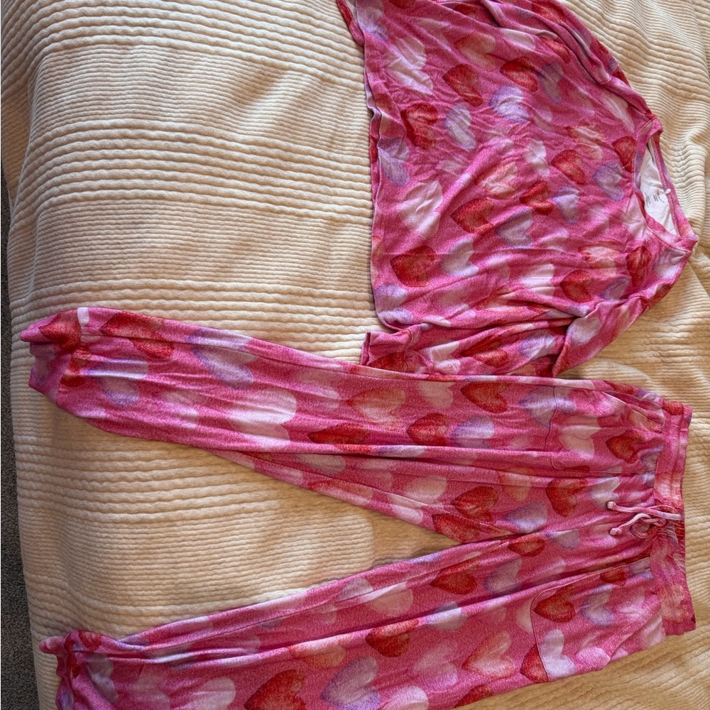 Posh Peanut Pink Heart Pattern Lounge Set